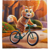 Cat riding a bicycle シャワーカーテン (正面)