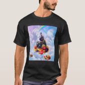 Cat Riding Bear On Clouds And Waffles Tシャツ (正面)