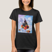 Cat Riding Bear On Clouds And Waffles Tシャツ (正面)