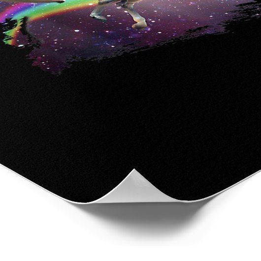 Cat Riding Chicken Turtle Panda Llama Unicorn ポスター (角)