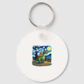 Cat Riding Dinosaur T-Rex Starry Night Cat Lover ( キーホルダー (正面)