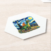 Cat Riding Dinosaur T-Rex Starry Night Cat Lover ( ペーパーコースター (アングル)