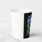 Cat Riding Dinosaur T-Rex Starry Night Cat Lover ( 紙コップ (右)