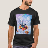 Cat Riding Dolphin On Clouds And Waffles Tシャツ (正面)