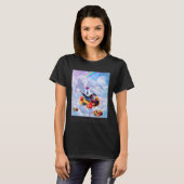 Cat Riding Dolphin On Clouds And Waffles Tシャツ (正面フル)