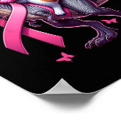 Cat Riding T Rex Dinosaur. Breast Cancer Awareness ポスター (角)