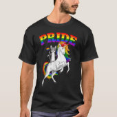 Cat Riding Unicorn Gay Pride Rainbow Lgbtq Tシャツ (正面)