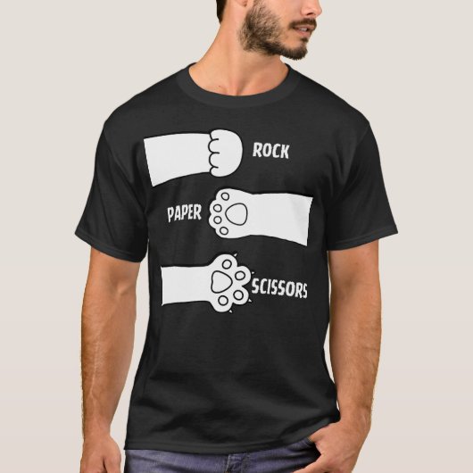 Cat Rock Paper Scissors Hand Game Paw Claw Cute Fu Tシャツ (正面)