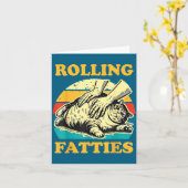 Cat Rolling Fatties Funny For Men Women  カード (黄色い花)