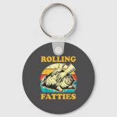 Cat Rolling Fatties Funny For Men Women  キーホルダー (正面)