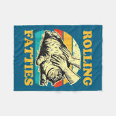 Cat Rolling Fatties Funny For Men Women  フリースブランケット (正面(横))