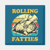 Cat Rolling Fatties Funny For Men Women  マグネット (正面)