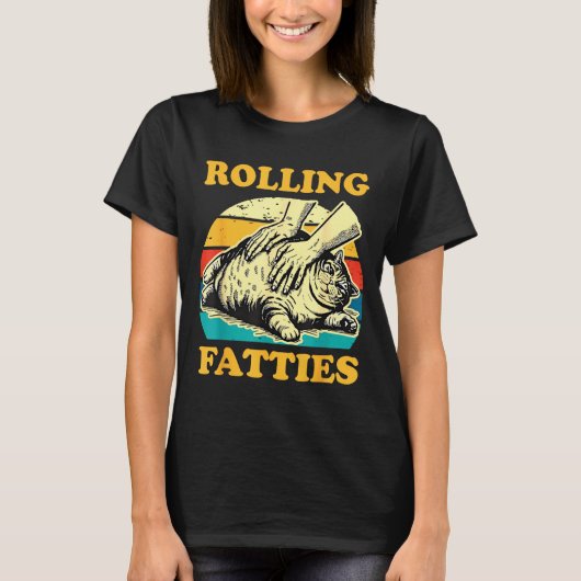Cat Rolling Fatties Funny For Men Women  Tシャツ (正面)