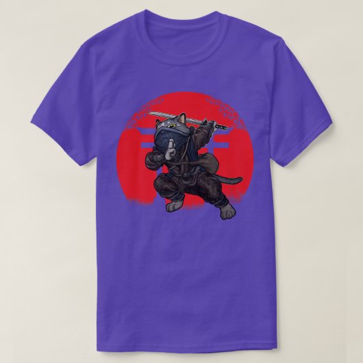 Cat Samurai Japan Flag Kendo Ninja Sword Warrior S Tシャツ (デザイン正面)