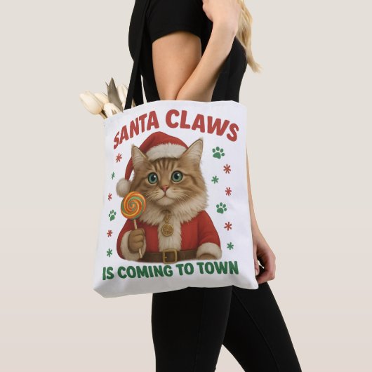 Cat Santa Claws Tote トートバッグ (クローズアップ)