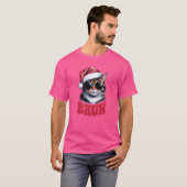 Cat Santa Hat Sunglasses Merry Christmas Oversized Tシャツ (正面フル)