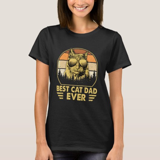 Cat Saying Cool Best Cat Dad Ever Tシャツ (正面)