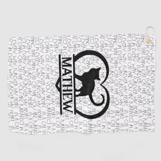Cat Sayings and Silhouette Heart Split Monogram ゴルフタオル (横)