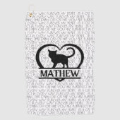 Cat Sayings and Silhouette Heart Split Monogram ゴルフタオル (正面)