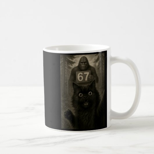 Cat Selfie 67 Meme Six Seven Funny Bigfoot  コーヒーマグカップ (右)