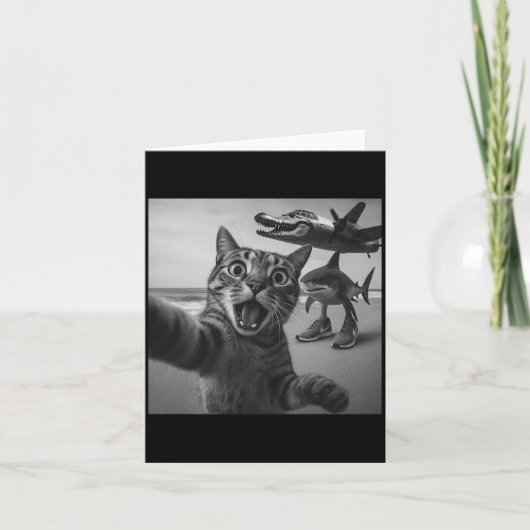 Cat Selfie Shark Crocodile Italian Brainrot Meme M カード (正面)
