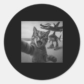 Cat Selfie Shark Crocodile Italian Brainrot Meme M ラウンドシール (正面)