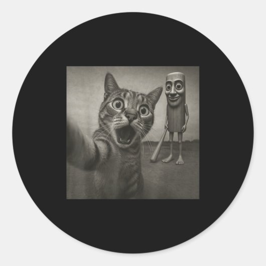 Cat Selfie Tung Tung Tung Sahur Italian Brainrot F ラウンドシール (正面)