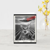 Cat Selfie Ufo Alien Funny Surprised Cat Meme Men  カード (黄色い花)