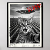 Cat Selfie Ufo Alien Funny Surprised Cat Meme Men  ポスター (正面)