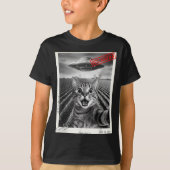 Cat Selfie Ufo Alien Funny Surprised Cat Meme Men  Tシャツ (正面)