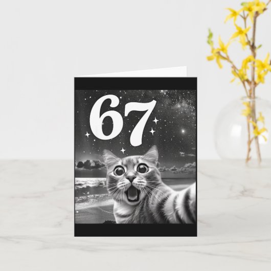 Cat Selfie With 67 Meme Funny Cats Graphic For Men カード (黄色い花)