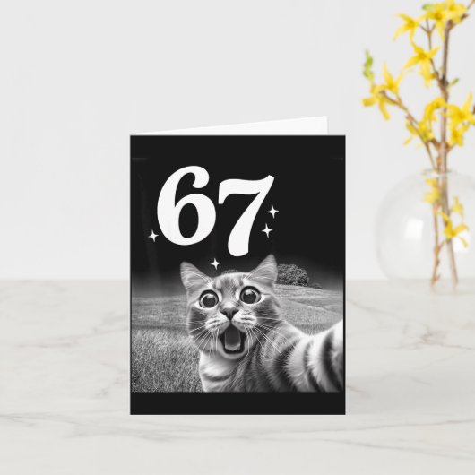 Cat Selfie With 67 Meme Funny Cats Graphic For Men カード (黄色い花)