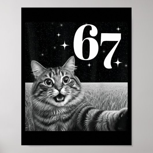 Cat Selfie With 67 Meme Funny Cats Graphic For Men ポスター (正面)