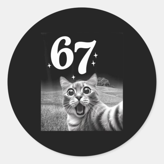 Cat Selfie With 67 Meme Funny Cats Graphic For Men ラウンドシール (正面)