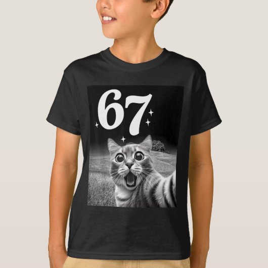 Cat Selfie With 67 Meme Funny Cats Graphic For Men Tシャツ (正面)