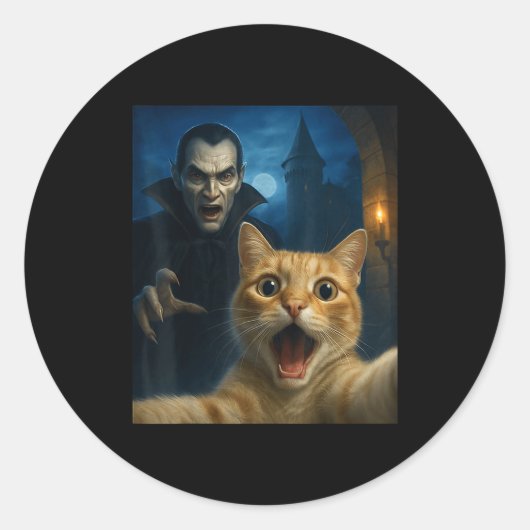 Cat Selfie With A Vamre Funny Cat  ラウンドシール (正面)