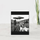 Cat Selfie With Alien Ufo Funny Cat Alien Bigfoot  カード (正面)