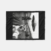 Cat Selfie With Alien Ufo Funny Cat Alien Bigfoot  フリースブランケット (正面(横))