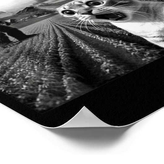 Cat Selfie With Alien Ufo Funny Cat Alien Bigfoot  ポスター (角)