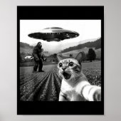 Cat Selfie With Alien Ufo Funny Cat Alien Bigfoot  ポスター (正面)