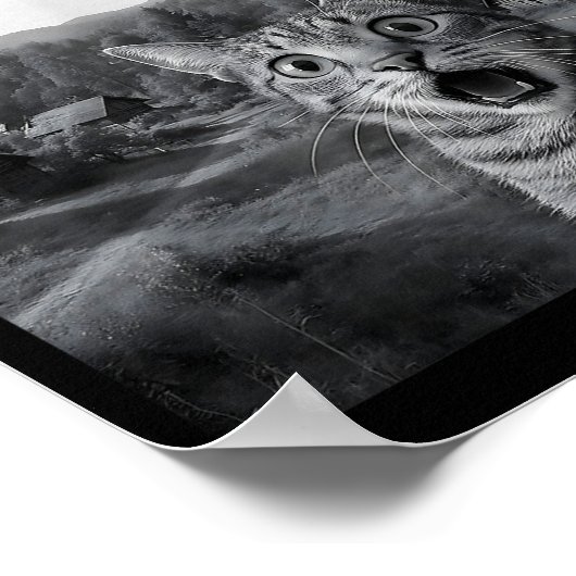 Cat Selfie With Alien Ufo Funny Cat Funny Ed Cat  ポスター (角)