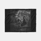 Cat Selfie With Kraken Octopus Funny Meme Men Wome フリースブランケット (正面(横))