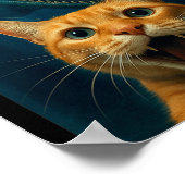 Cat Selfie With Mosasaurus Dinosaur For Boys Kids  ポスター (角)