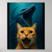 Cat Selfie With Mosasaurus Dinosaur For Boys Kids  ポスター (正面)