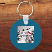 Cat Selfie With Santa キーホルダー (正面)