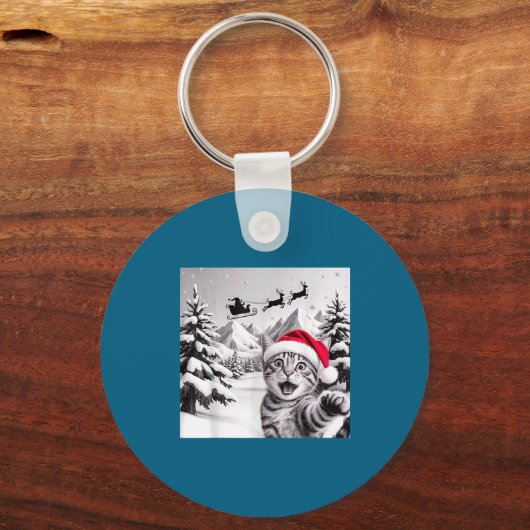 Cat Selfie With Santa  キーホルダー (正面)