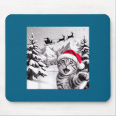 Cat Selfie With Santa  マウスパッド (正面)