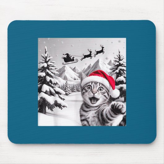 Cat Selfie With Santa  マウスパッド (正面)