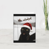 Cat Selfie With Santa Funny Black Cat Christmas Me カード (正面)