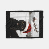 Cat Selfie With Santa Funny Black Cat Christmas Me フリースブランケット (正面(横))